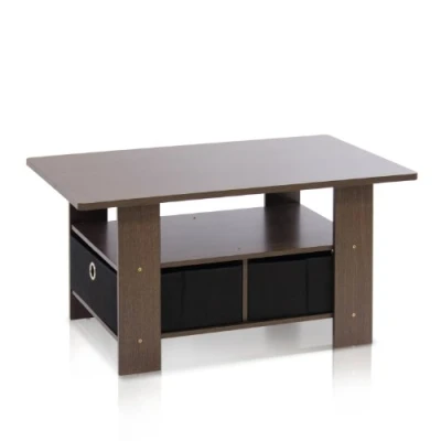 Abbildung von Furinno Andrey Couchtisch mit Schublade, Dunkelbraun/Schwarz