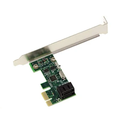 Abbildung von KALEA INFORMATIQUE PCI Express PCIe x1 Controller Karte mit 2 Ports für SATA Festplatten. Kompaktes Format, Chipsatz ASM1061. High und Low Profile.