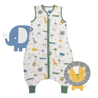 Abbildung von schlummersack Baby Schlafsack mit Füßen Sommer 0.5 Tog 100 cm dünn Bambus Musselin Dschungel Beinen ungefüttert für eine Körpergröße von 110cm