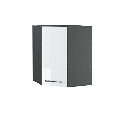 Abbildung von Vicco Eckhängeschrank Fame Line, Weiß Hochglanz/Anthrazit, 57 cm (1 Hängeschrank)