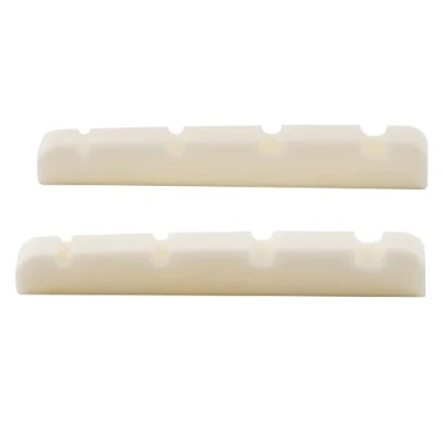 Abbildung von Musiclily 38mm Bass Gekerbt Knochensattel Bone Nut Flache Unterseite für 4 saitige Bass,38x3,5x5mm (2 Stück)