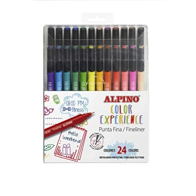Abbildung von Alpino Color Experience 24 Fineliner Marker, feine Spitze, Marker zum Ausmalen und Schreiben im Detail, Striche