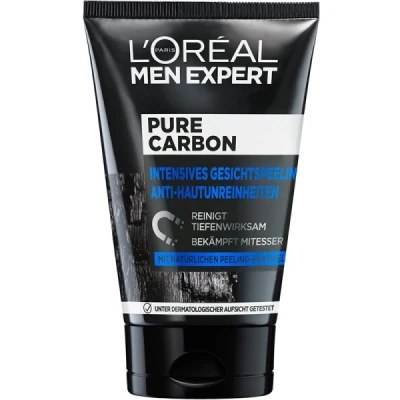 Abbildung von L&#039;Oréal Men Expert Gesichtspeeling gegen unreine Haut für Männer, Face Scrub Mitesser und Pickel Unreinheiten, Herren Cleanser das Gesicht mit Peeling Partikeln, Pure Carbon, 1 x 100 ml