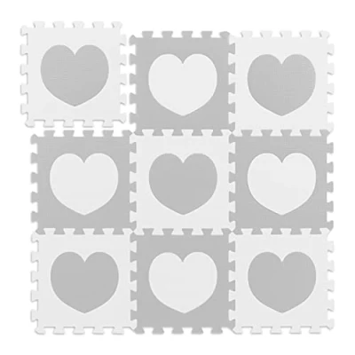 Abbildung von relaxdays Spielmatte 18 tlg. Puzzlematte Herz, Weiss grau