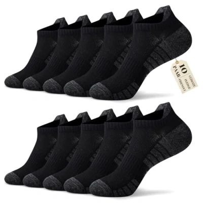 Abbildung von FALARY Sneaker Socken Herren 43 46 Sportsocken Kurze Laufsocken Damen Baumwolle Atmungsaktive Halbsocken Schwarz 10 Paar