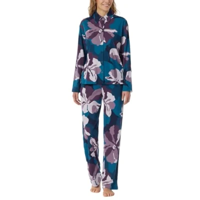 Abbildung von Schiesser Damen Schlafanzug Set lang mit Knopfleiste Modal Baumwolle Mix Modern Nightwear Pyjamaset, Multicolor 4_181895, 36