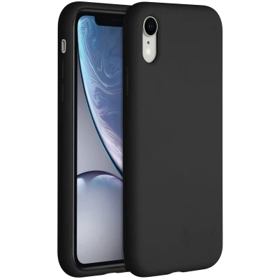 Abbildung von Apple iPhone Xr Hülle Silikon Accezz Soft Case/Backcover Handyhülle Schwarz