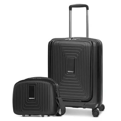 Abbildung von REDOLZ Hartschalen Koffer Set 2 teilig S Trolley 40 x 23 55 cm mit Laptopfach &amp; Dehnfalte 3,2 kg + Beauty Case 34 17 27 1,1 für Damen Herren (Essentials 14)