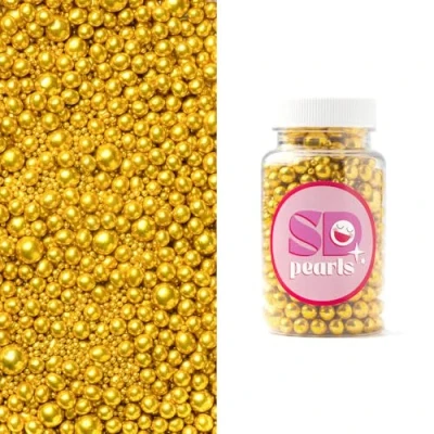 Abbildung von SD Pearls Zuckerperlen, Essbare Zucker Perlen, Tortendeko Streusel Dekorperlen Für Keksen, Kuchen, Cupcakes, Dessertdekoration (Metallic Antikgold, 10mm, 90g)