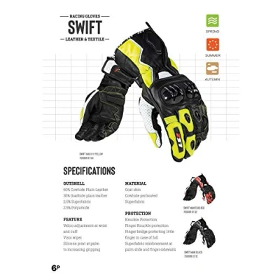 Abbildung von LS2 Handschuhe Swift schwarz/fluoreszierend gelb Größe L geeignet für den Frühling;Sommer;Herbst hochwertigen Leder Abriebfestigkeit Reißfestigkeit Aufprallschutz Ergonomisch