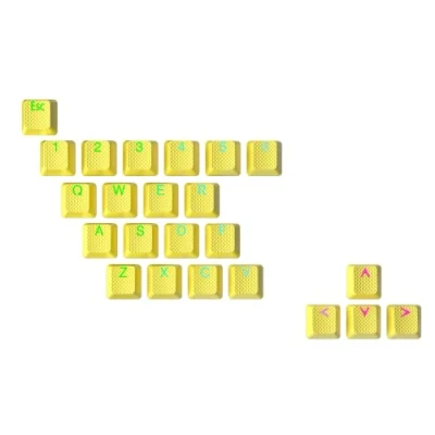Abbildung von Ranked Gummi Tastenkappen Set Doppelschuss Durchscheinend OEM Profil für Mechanische Gaming Tastatur (Gelb, 23 Tasten)