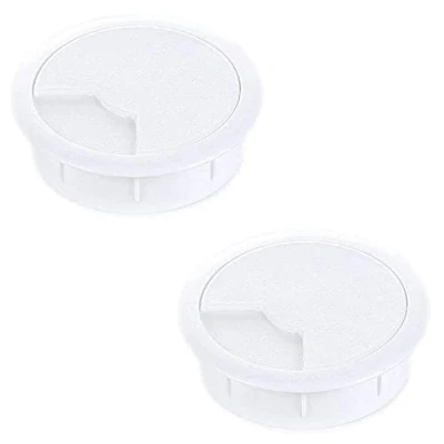 Abbildung von sossai® Kabeldurchführung KDM2 (2 Stück) Kabeldurchlass/Schreibtischkanal für Schreibtische, Büro &amp; Arbeitsplatten Farbe: Weiß Durchmesser: 60 mm Material: Kunststoff