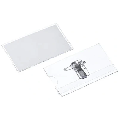 Abbildung von VELOFLEX 2015000 Namensschild Velocard 75 x 40 mm, mit Clip und Nadel, 25er Packung, transparent
