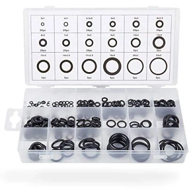 Abbildung von 225 Stück Gummi Dichtungen Ringe Kit, O Ring Sortiment Dichtungsring Set on 18 Verschiedenen Größen, Schwarz Hydraulic Plumbing Dichtungssatz für Reparatur Autos Sanitär Werkstatt Hydraulik