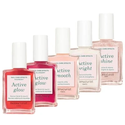 Abbildung von MANUCURIST Nagellack Set Mit 5 Nagellacken Rainbow Active Nagelpflege: Raspberry, Shine, Smooth, Blueberry, Bright Nagelhärter Geschenk für Frauen, Weihnachtsgeschenk
