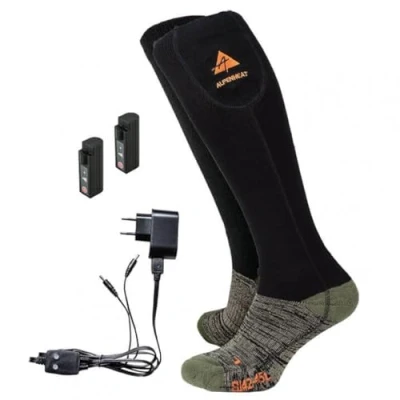 Abbildung von Alpenheat Unisex Fire Beheizte Socken, Schwarz/Grau/Grün, 42 45 EU