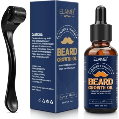 Abbildung von Bartwuchs Öl &amp; 0.25Mm Mikronadel Roller, Premium Kit, Gesichts Haarwuchs Entwickelt Für Das Bartwachstum Von Männern, Grooming Tools, Optimale Bartpflege 30 Ml