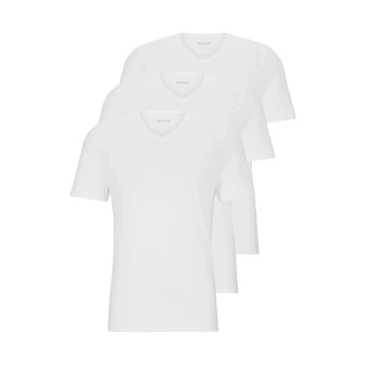 Abbildung von BOSS Herren Classic T Shirts Kurzarm Pure Cotton V Neck 3er Pack, Farbe:Weiß, Artikel: 100 White, Größe:XL