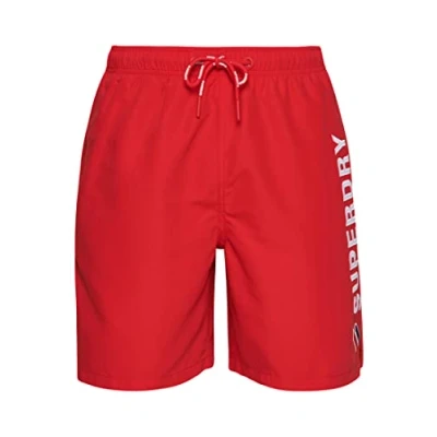 Abbildung von Superdry Mens Code APPLQUE 19INCH W2 Swim Shorts, Risk Red, Small