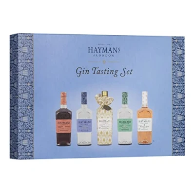 Abbildung von Hayman’s Gin Tasting Set 5x50ml 36,28% vol Auslese von 5 exklusiven Sorten Old Tom, Peach &amp; Rose Cup, Cordial Gin, London Dry, Sloe