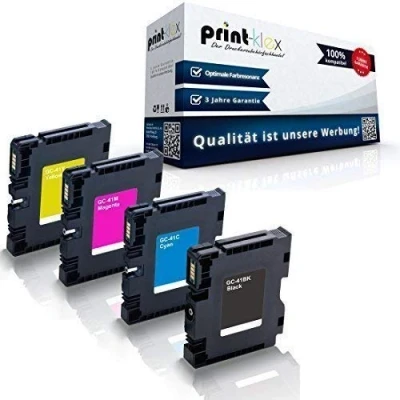 Abbildung von 4X Print Klex Druckerpatronen kompatibel für Ricoh Aficio SG2100 SG2100N SG3100snw SG3110dn SG3110dnw SG3110n SG3110sfnw SG7100dn SG K3100DN Black Cyan Magenta Yellow Sparset KCMY GC 41 GC41 Eco
