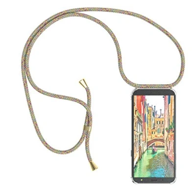 Abbildung von EAZY CASE Handykette kompatibel mit Samsung Galaxy J6 Handyhülle Umhängeband, Handykordel Schutzhülle, Silikonhülle, Hülle Band, Stylische Kette für Smartphone, Rainbow