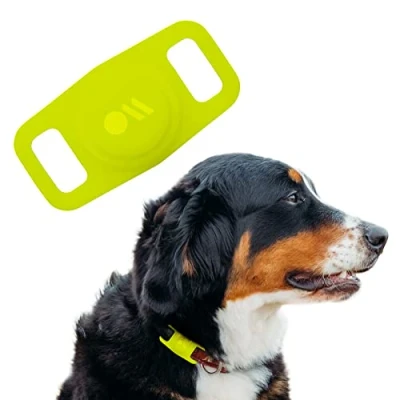 Abbildung von Case Mate Halterung für Apple Air Tags Hundehalsband [Kratzfeste Haustierhalsband Hülle in Limettengrün Tag Hund / Katze Anhänger Hund] Neongrün (Lime)