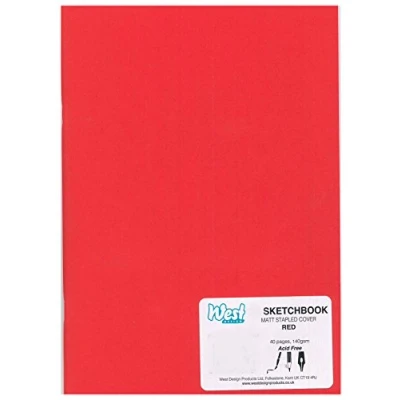 Abbildung von West Design RS262657 1 Skizzenbuch DIN A3 Format, geheftet, 140 g, laminiert zum Malen, Zeichnen und Schreiben, rot
