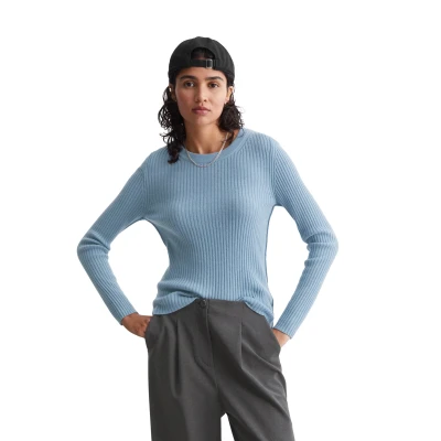 Abbildung von Marc O&#039;Polo Denim CREW NECK Strickpullover, Damen, Größe: Small, Petrol blue