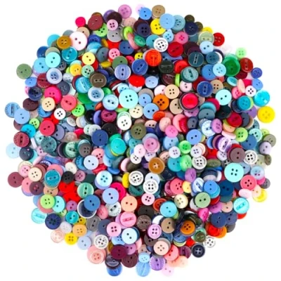 Abbildung von 1000 Stück Bunte Knöpfe, Runde Bastelknöpfe, Harz Knöpfe Rund Candy Farben Kleine für Nähen DIY Handwerk Scrapbooking und Dekorieren