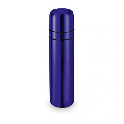 Abbildung von ROMINOX Geschenkartikel Isolierkanne // Cup in mit 2 Deckeln blau Elegante Isolierkanne, Drehverschluss Drucköffnung, integrierter Zweitbecher, 750 ml, Outdoor, Wandern, Büro