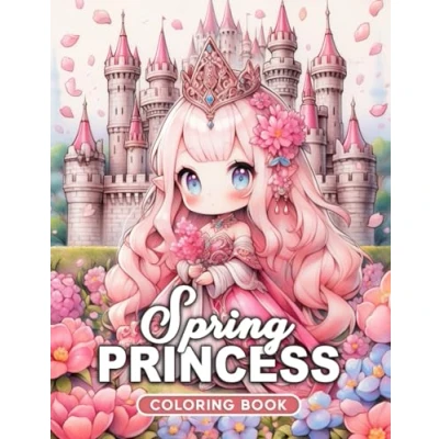 Abbildung von Spring Princess Coloring Book: 50 Grayscale Illustrations Chronicle the Grace and Beauty of Princesses, Offering Hours Joy in Spring.