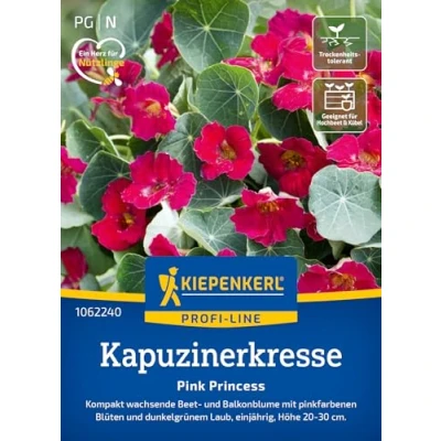 Abbildung von Kiepenkerl Kapuzinerkresse Pink Princess 1062240 kompakt wachsende Beet und Balkonblume mit pinkfarbenen Blüten Wildblumensamen, Blumenwiese