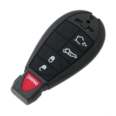 Abbildung von BROVACS Ersatz Schlüsselgehäuse + ungeschnittener Rohling Notfall Einsatzschlüssel, kompatibel mit Jeep 5 Tasten Smart Keyless Entry Remote Key Case Fob 4 BTN Panic PG753F