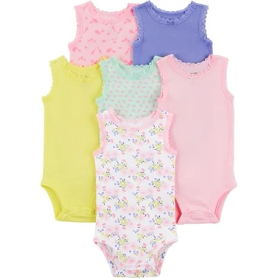 Abbildung von Simple Joys by Carter&#039;s Unisex Baby 6 Pack Sleevless Infant and Toddler Bodysuits, Mehrfarbig/Floral/Früchte/Waldtiere, Frühchen (6er Pack)