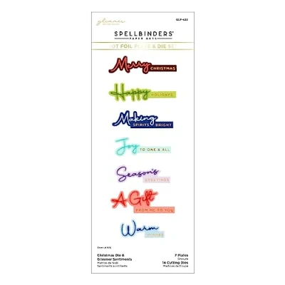 Abbildung von Spellbinders Christmas &amp; Glimmer Sentiments Stanzschablonen, geätzt, Metall