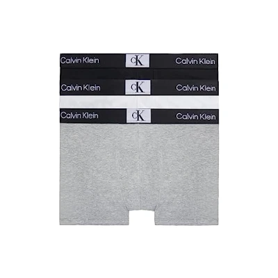 Abbildung von Calvin Klein Herren 3er Pack Boxershorts Trunks Baumwolle mit Stretch, Mehrfarbig (Black/White/Grey Heather), XS
