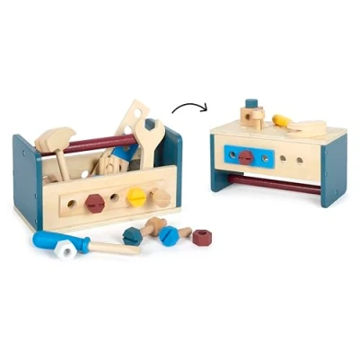 Abbildung von small foot Werkzeugkasten und Werkbank „Workshop“, mit Werkzeug Zubehör aus Holz, für Kinder ab 3 Jahren, 12557
