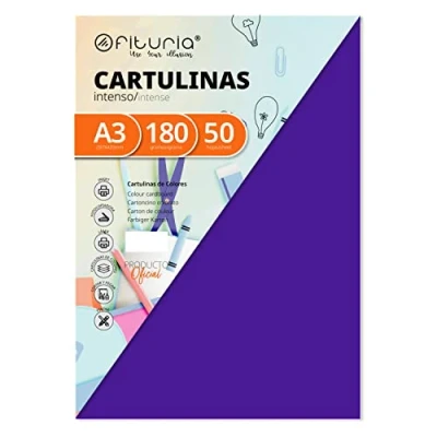 Abbildung von Pack 50 Cartulinas Color Morado Tamaño A3 180g