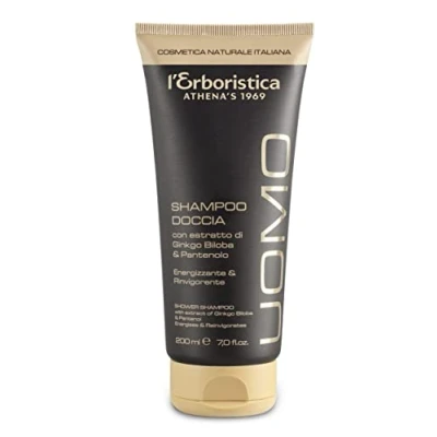 Abbildung von L&#039;Erboristica Athena&#039;s Dusch Shampoo für Herren, belebendes und mit Ginkgo Biloba Extrakt Panthenol, 200 ml