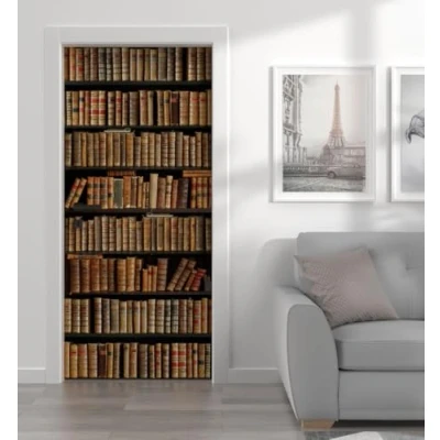 Abbildung von MyMaxxi Tür bekleben mit Türtapete Selbstklebend 90x200 Bücherregal verschönern Türfolie Türaufkleber XXL Aufkleber Folie Türposter Türklebefolie Bücherei alte Bücher