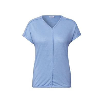Abbildung von Cecil MIT DEKONÄHTEN Tshirt print, Damen, Größe: Large, Blau