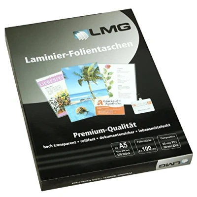 Abbildung von LMG LMGA5 100 Laminierfolien A5, 154 x 216 mm, 2 mic, Stück