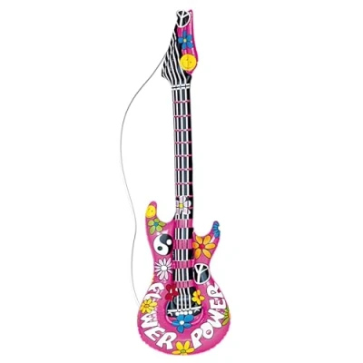 Abbildung von Widdmann Kostüm Aufblasbare Hippie Gitarre, Kunststoff Accessoire zum Aufpusten