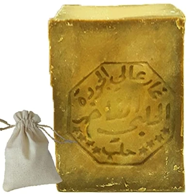 Abbildung von Aleppo Seife 2 x 200 gr % 20 Lorbeeröl,% 80 Natives Olivenöl, Natürliches Oliven &amp; Lorbeeröl Nährend Sanft für Alle Hauttypen, mit Baumwolltasche