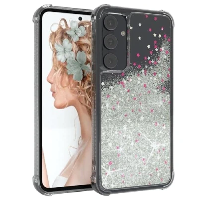 Abbildung von EAZY Case Glitzer Hülle kompatibel mit Samsung Galaxy A35 Handyhülle für Silikon leichtes Shiny Cover stoßfestes Phone als Fallschutz in Silber