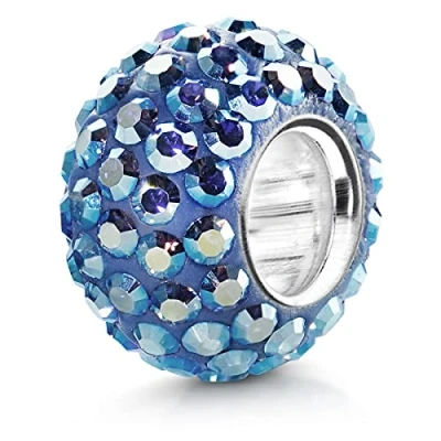 Abbildung von Materia Bead Kristall Perle Glitzereffekt Blau irisierend 1605, Hülse aus 925 Sterling Silber