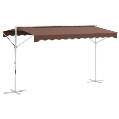 Abbildung von Outsunny Markise 3,95 x 2,98 m Standmarkise mit Faltarm Kurbel (Gartenmarkise, 1 St., Verstellbarer Sonnenschutz) für Garten, Balkon, Polyester, Kaffee