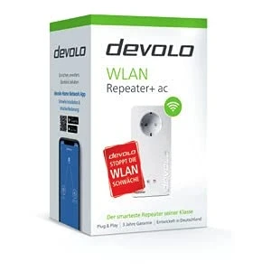 Abbildung von devolo Wi Fi Repeater+ ac: Repeater mit Steckdose, schnelleres Internet Dank Dual Technologie, kompatibel Allen Routern (1200Mbit/s, 2X LAN Ports, AP Modus, Access Point)