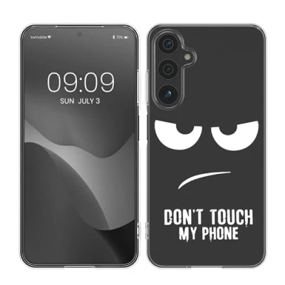 Abbildung von kwmobile Case kompatibel mit Samsung Galaxy A15 5G Hülle Silikon Transparent Don&#039;t Touch My Phone Schwarz